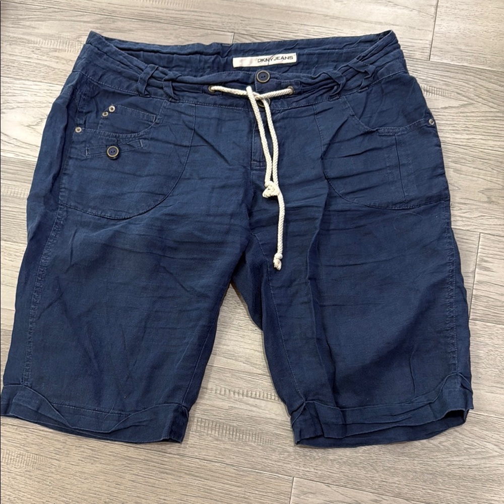 Dkny Blue Bermuda Shorts with Adjustable Waistband